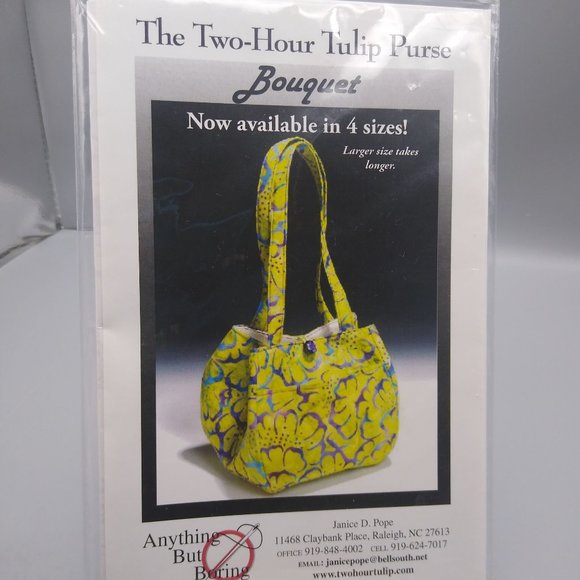 UNCUT Sewing Patterns, Two Hour Tulip Purse Bouquet in 4 Sizes by Anything But - Picture 1 of 1